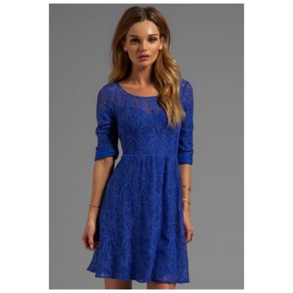FREE PEOPLE Blue Lace Fit & Flare Skater Dress A3 - Picture 6 of 7
